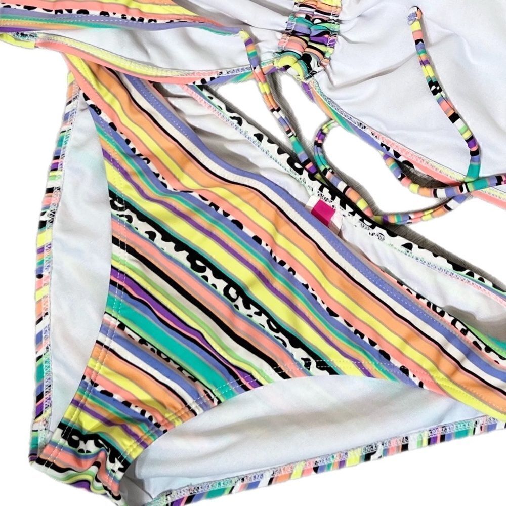 Pastel/Animal Print Striped Bikini Bottoms